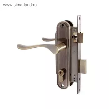 Замок врезной «АЛЛЮР» 127/1 AB, с ручкой, 4 ключа, цвет старая бронза