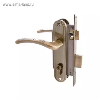 Замок врезной "АЛЛЮР" 132/1 AB, с ручкой, 4 ключа, цвет старая бронза