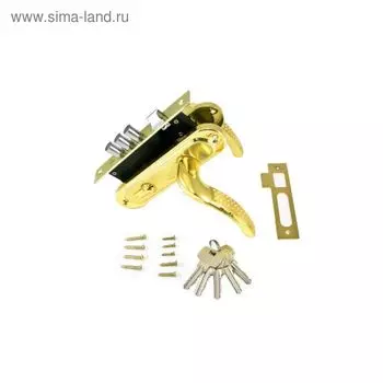 Замок врезной «АЛЛЮР» 132/3-61 А(1232) GP, с ручкой, малый корпус, латунь