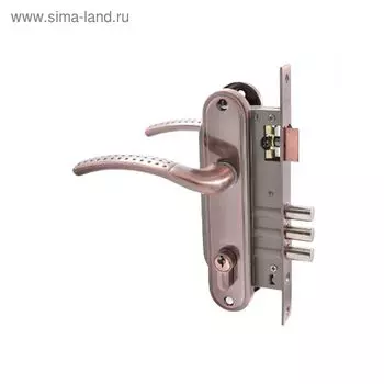 Замок врезной «АЛЛЮР» 132/3 AС, с ручкой, 4 ключа, цвет старая медь