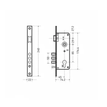 Замок врезной «АЛЛЮР» 9045-3RB CP, без ц/м, без ручки