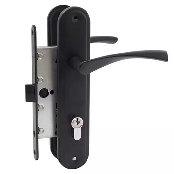 Замок врезной АЛЛЮР ЗВ 7-103/85 BL, с ручкой, матовый черный