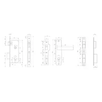 Замок врезной Apecs 1330/60-АС, с ручкой, цвет медь, м/о 80 мм