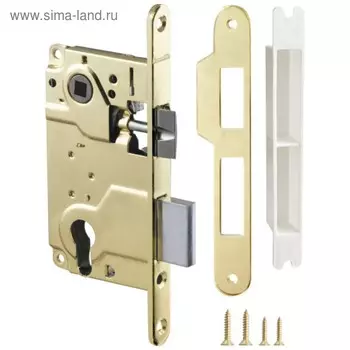 Замок врезной Armadillo LH 25-50 GP BOX, под ц/м,1 ригель+защёлка, о/п, цвет золото