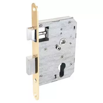 Замок врезной б/руч "АЛЛЮР" ЗВ4-55A GP, цвет латунь, 55 мм без ц/мех.