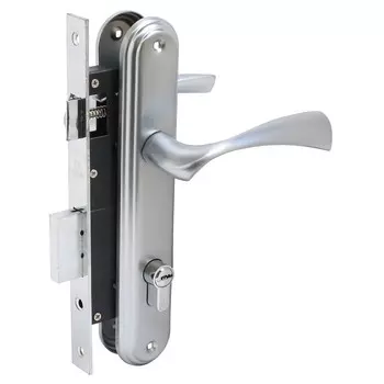 Замок врезной БУЛАТ ЗВ4-1.03.07 НОМОС, с ручками, 5 перфорированных ключей, титан