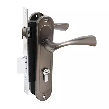 Замок врезной БУЛАТ ЗВ4-1.70.03.03 НОМОС, с ручками, 5 перфорированных ключей, графит