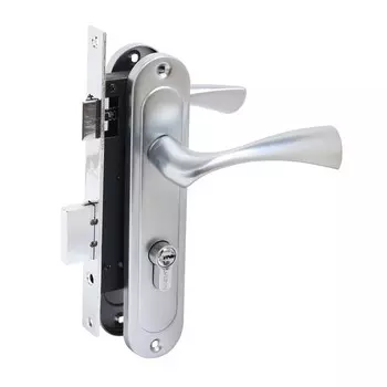 Замок врезной БУЛАТ ЗВ4-1.70.03.07 НОМОС, с ручками, 5 перфорированных ключей, титан