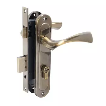 Замок врезной БУЛАТ ЗВ4-1.70.03.01 НОМОС, с ручками, 5 перфорированных ключей, цвет бронза