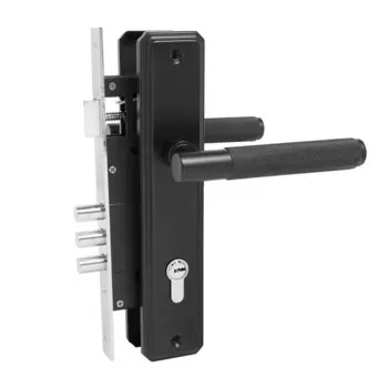 Замок врезной БУЛАТ ЗВ4-3.02.02 ФЕРОНА, с ручками, 5 перфорированных ключей, черный