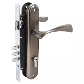 Замок врезной БУЛАТ ЗВ4-3.03.03 НОМОС, с ручками, 5 перфорированных ключей, графит