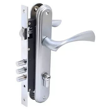 Замок врезной БУЛАТ ЗВ4-3.03.07 НОМОС, с ручками, 5 перфорированных ключей, титан