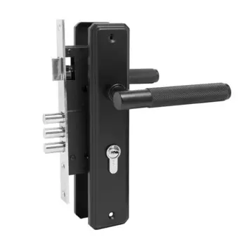 Замок врезной БУЛАТ ЗВ4-3.70.02.02 ФЕРОНА, с ручками, 5 перфорированных ключей, черный