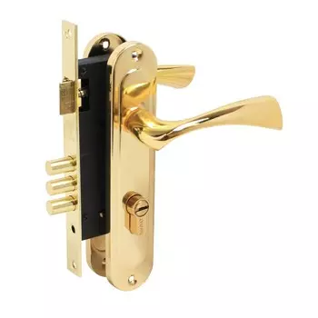 Замок врезной БУЛАТ ЗВ4-3.70.03.05 НОМОС, с ручками, 5 перфорированных ключей, цвет золото