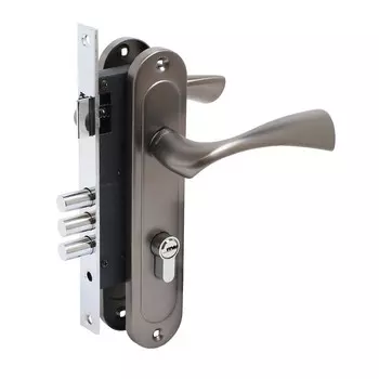 Замок врезной БУЛАТ ЗВ4-3.70.03.03 НОМОС, с ручками, 5 перфорированных ключей, графит