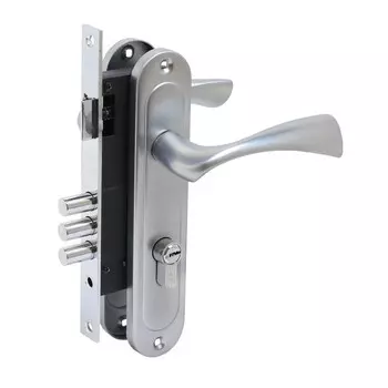 Замок врезной БУЛАТ ЗВ4-3.70.03.07 НОМОС, с ручками, 5 перфорированных ключей, титан