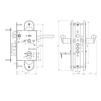 Замок врезной Д-град Зенит ЗВ9.009/17, с ручками, 4 ключа, цвет бронза