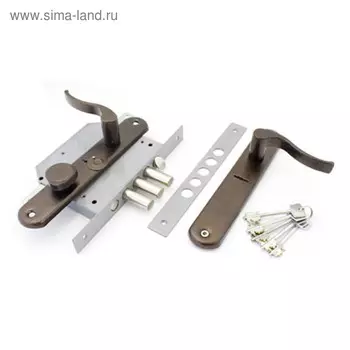 Замок врезной "Герион" Эталон РЗТ, правый, с руч., с защелкой и задвижкой, с/т, 5 ключей