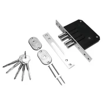 Замок врезной MARLOK 189-4MF- 5 ключей CP (хром), цвет черный