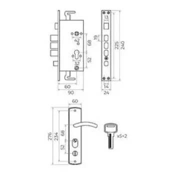 Замок врезной MARLOK ЗВ-7.02 ОР ДКД, автомат, в комплекте с ручками, левый