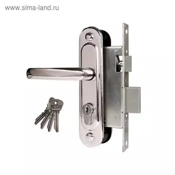 Замок врезной «Омега» Д-град ЗВ7.02, с ручками, м/о 55, хром