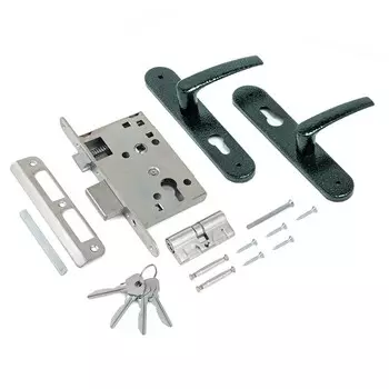 Замок врезной Птимаш ЗВ4-3.08, с ручками, цвет зеленый муар