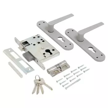 Замок врезной Птимаш ЗВ4-3.08, с ручками, с пружиной, цвет хром