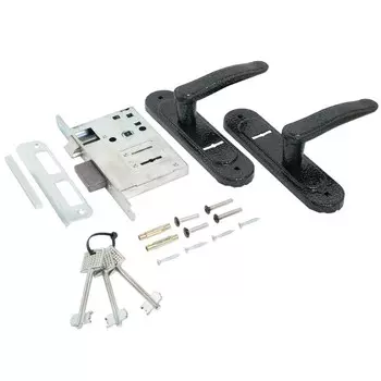 Замок врезной Птимаш ЗВ9-4.03, с ручками, цвет зеленый муар