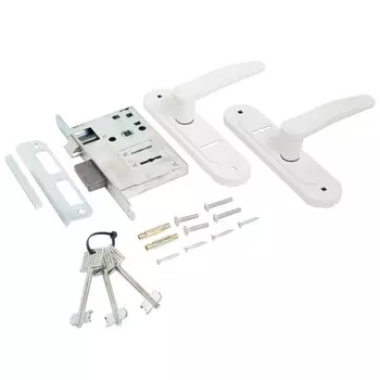 Замок врезной Птимаш ЗВ9-4.03, с ручками, белый