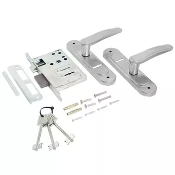 Замок врезной Птимаш ЗВ9-4.03, с ручками, цвет хром