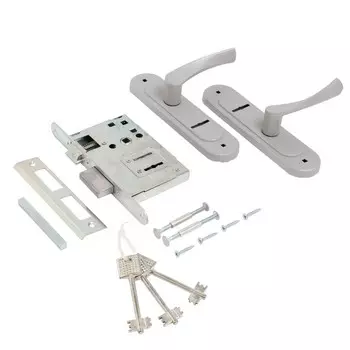 Замок врезной Птимаш ЗВ9-4.07, с ручками, с пружиной, цвет хром