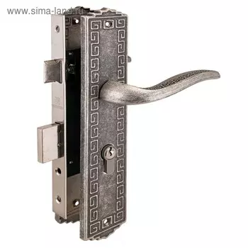 Замок врезной с ручками "АЛЛЮР АРТ" ЗВ4-70.06 AS, цвет античное серебро