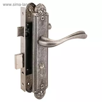 Замок врезной с ручками "АЛЛЮР АРТ" ЗВ4-70.07 AS, цвет античное серебро