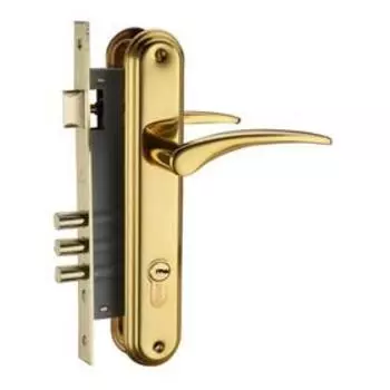 Замок врезной с ручками "Булат" ЗВ4-3.11.05 РУНА, 5 перф.кл., цвет золото