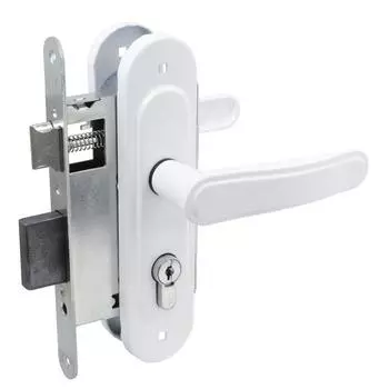 Замок врезной с ручками «Птимаш» ЗВ4-3.03, м/о 55, белый