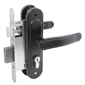 Замок врезной с ручками «Птимаш» ЗВ4-3.03, м/о 55, черный