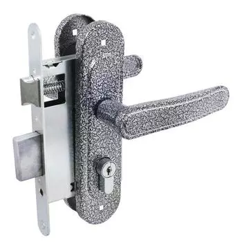 Замок врезной с ручками «Птимаш» ЗВ4-3.03, м/о 55, цвет серебро