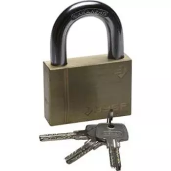 Замок "ЗУБР ЭКСПЕРТ" навесной, латунный корпус, классическая форма, закаленная дужка, 70 мм 545730