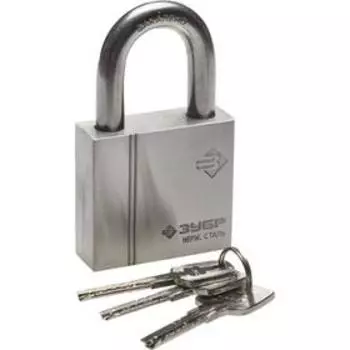 Замок "ЗУБР ЭКСПЕРТ" навесной, нержавеющая сталь, закаленная дужка, 60 мм
