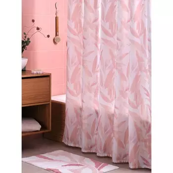 Занавеска Akvarel, для ванной комнаты, тканевая 180х180 см, цвет розовый белый