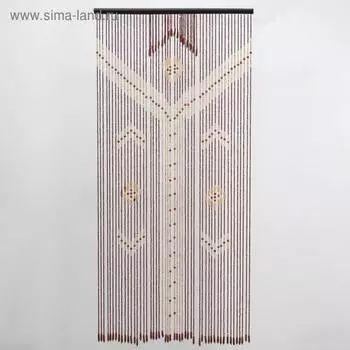 Занавеска декоративная деревянная, 90175 см, 52 нитм, 2 ряда: 1 ряд 50 нитей, 2 ряд 16 нитей