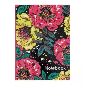 Записная книжка 120 х 170 мм, 80 листов, в клетку "Яркие бутоны", твёрдая обложка, матовая ламинация, выборочный УФ-лак