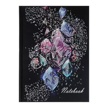 Записная книжка 140 х 200 мм, 80 листов, в линейку/точку "Кристаллы", твёрдая обложка, матовая ламинация, выборочный перламутровый лак, тиснение фольгой