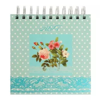 Записная книжка 15 х 15 см, 56 листов "Нежность", твёрдая обложка, тиснение фольгой, с алфавитной вырубкой