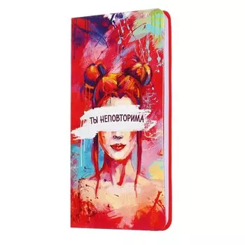 Записная книжка 77x149мм 64 листа в линейку ESCALADA, мягкий переплёт, искусственная кожа "Наппа", белый офсет 70 г/м, красный