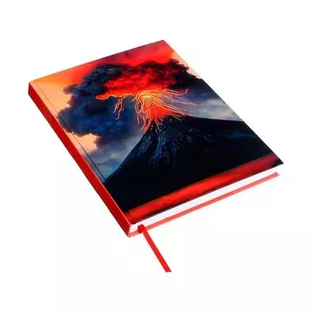 Записная книжка А4, 200 листов, сшивная, "Вулкан", обложка картон 7БЦ, матовая ламинация, тиснение фольгой, блок 60г/м2