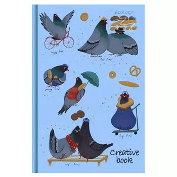 Записная книжка А5, 112 листов "NICE BIRDS", твёрдый переплёт 7БЦ, глянцевая ламинация, дизайнерский блок, белый офсет, крафт-бумага, кремовый офсет, блок 120 г/м, 70 г/м