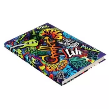 Записная книжка А5, 128 листов в клетку "Граффити", твёрдая обложка с поролоном, матовая ламинация, дизайнерский блок офсет 60 г/м²