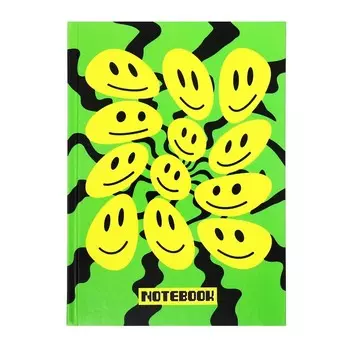 Записная книжка А5 80 листов в клетку "Смайлы", твёрдая обложка, глянцевая ламинация, блок офсет 65 г/м2