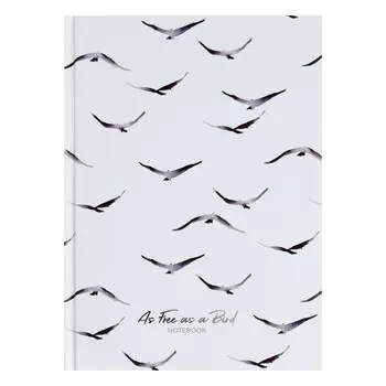 Записная книжка А5, 80 листов в точку "Свободен как птица", твёрдая обложка, матовая ламинация, выборочный лак, блок офсет